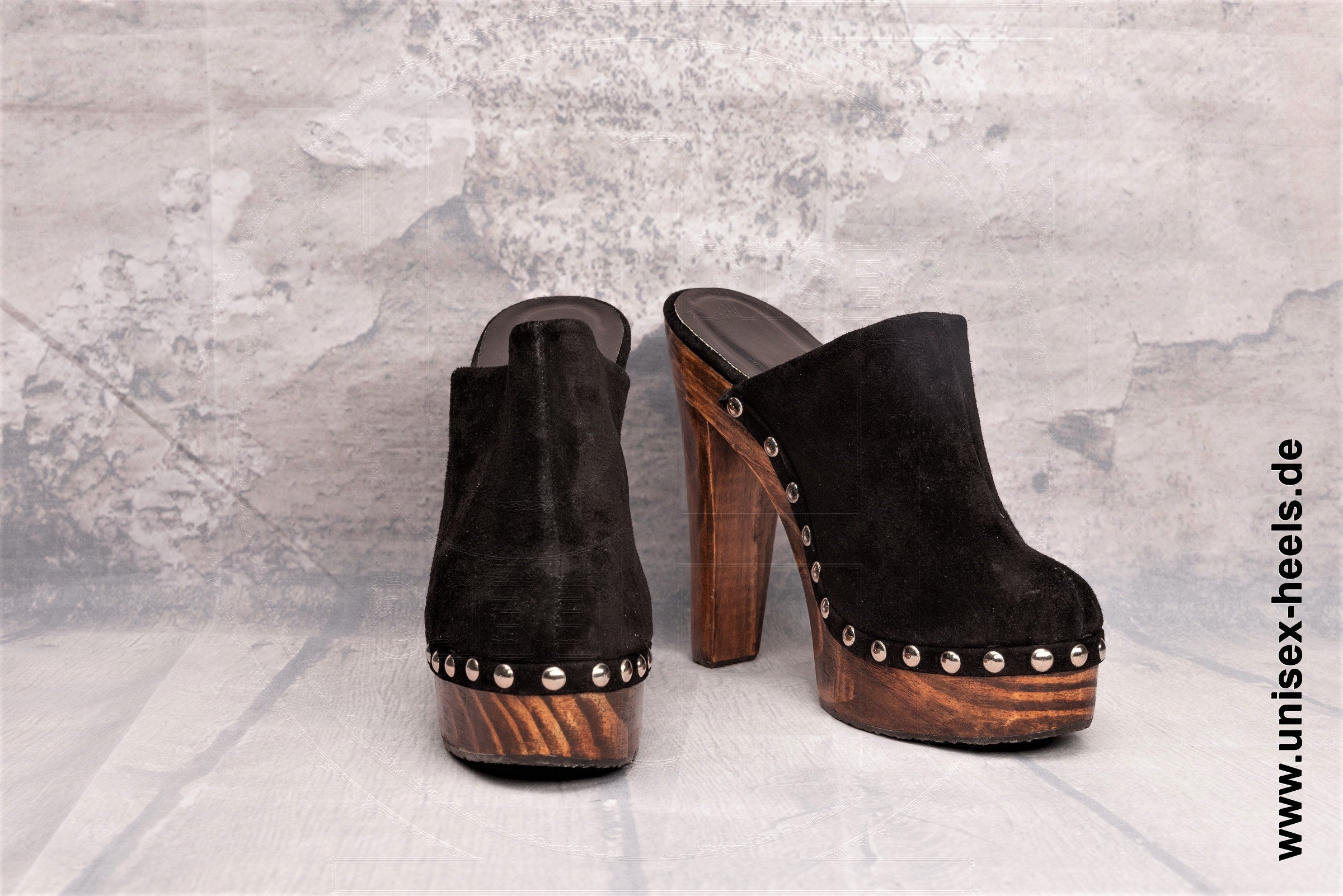 1006 High quality handmade high heel platform clogs with real wooden sole and suede